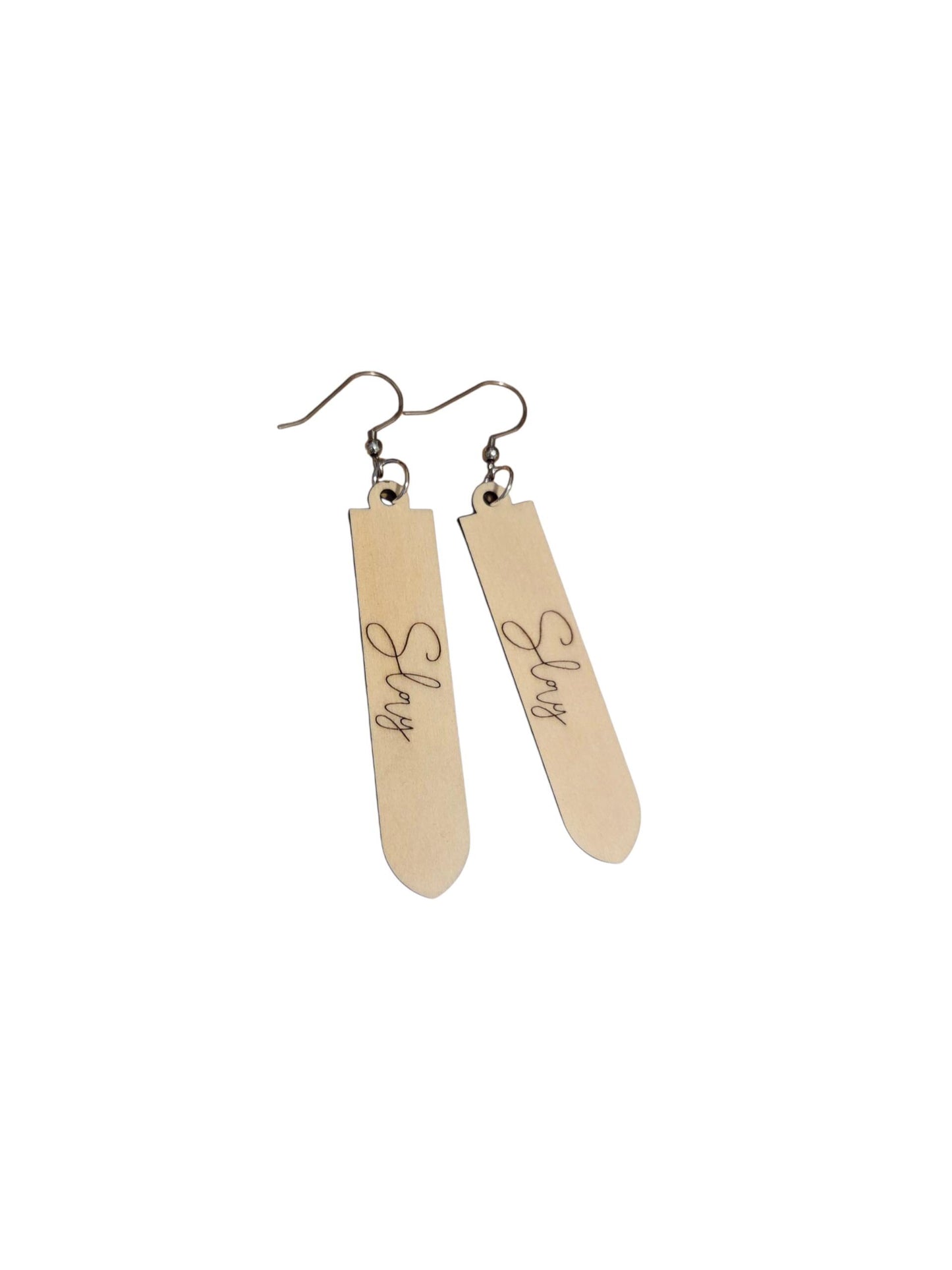 Slay Engraved Wood Earrings