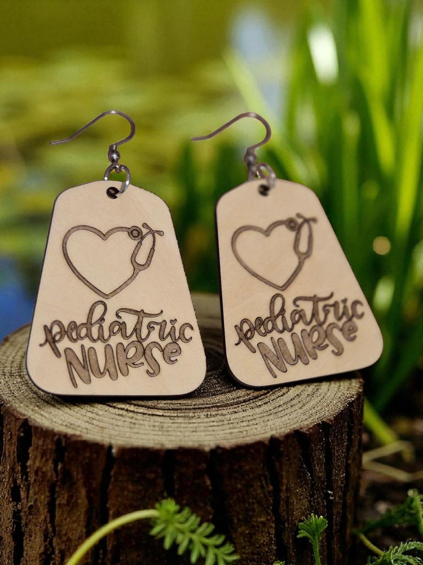 Pediatric Nurse Wood Earrings Gift