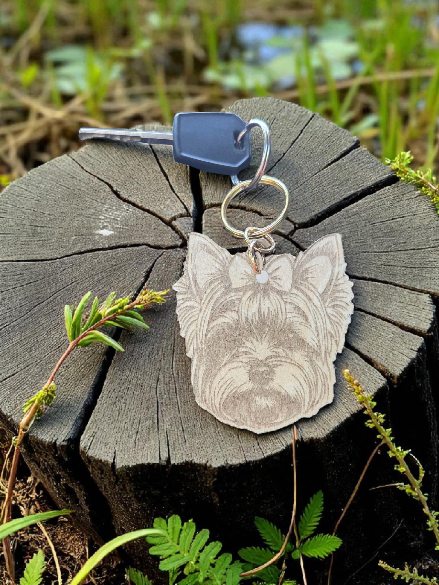 Yorkie Keychain: Engraved Yorkshire Terrier Keyring - Gift for Dog Lovers