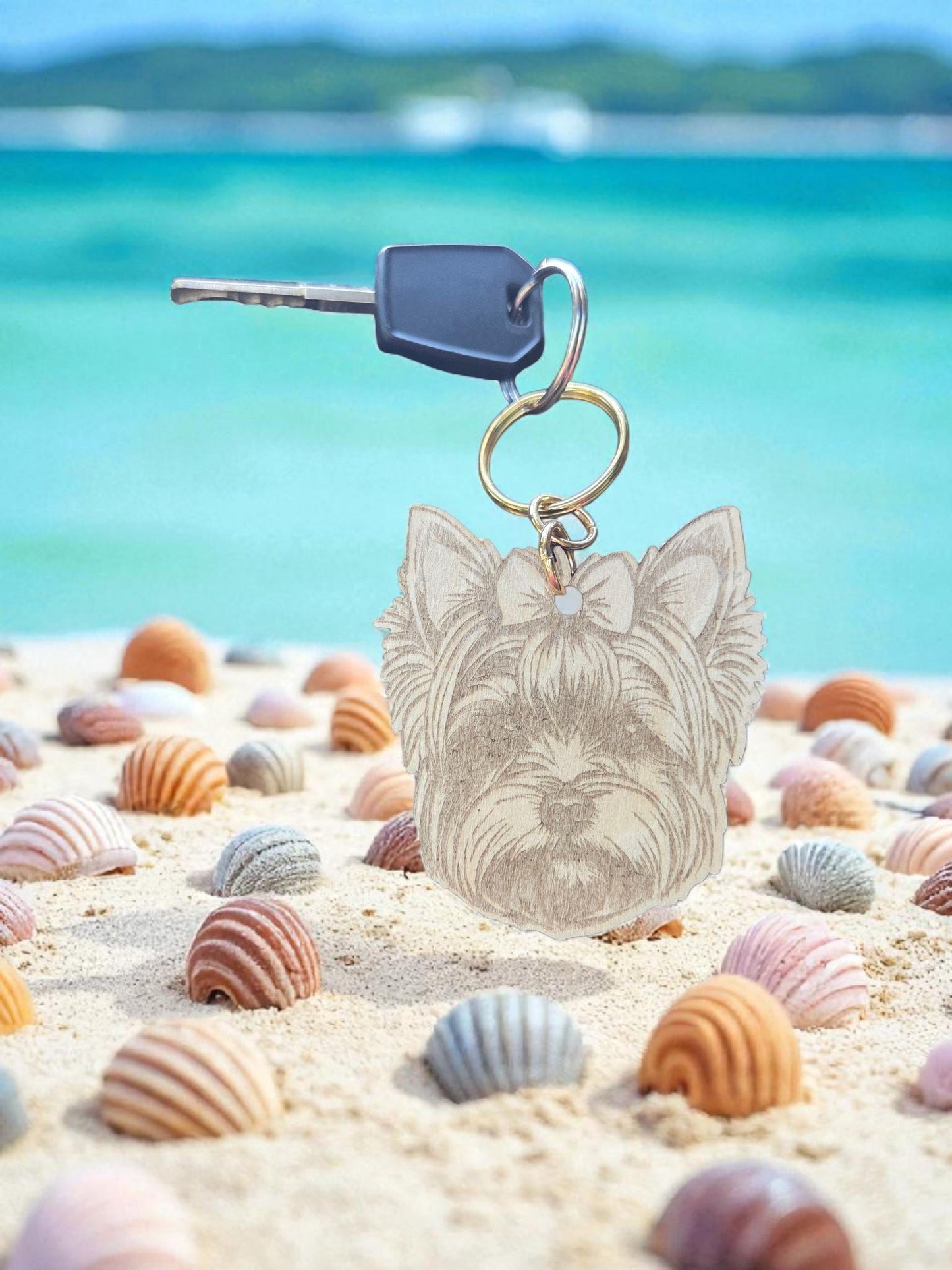 Yorkie Keychain: Engraved Yorkshire Terrier Keyring - Gift for Dog Lovers