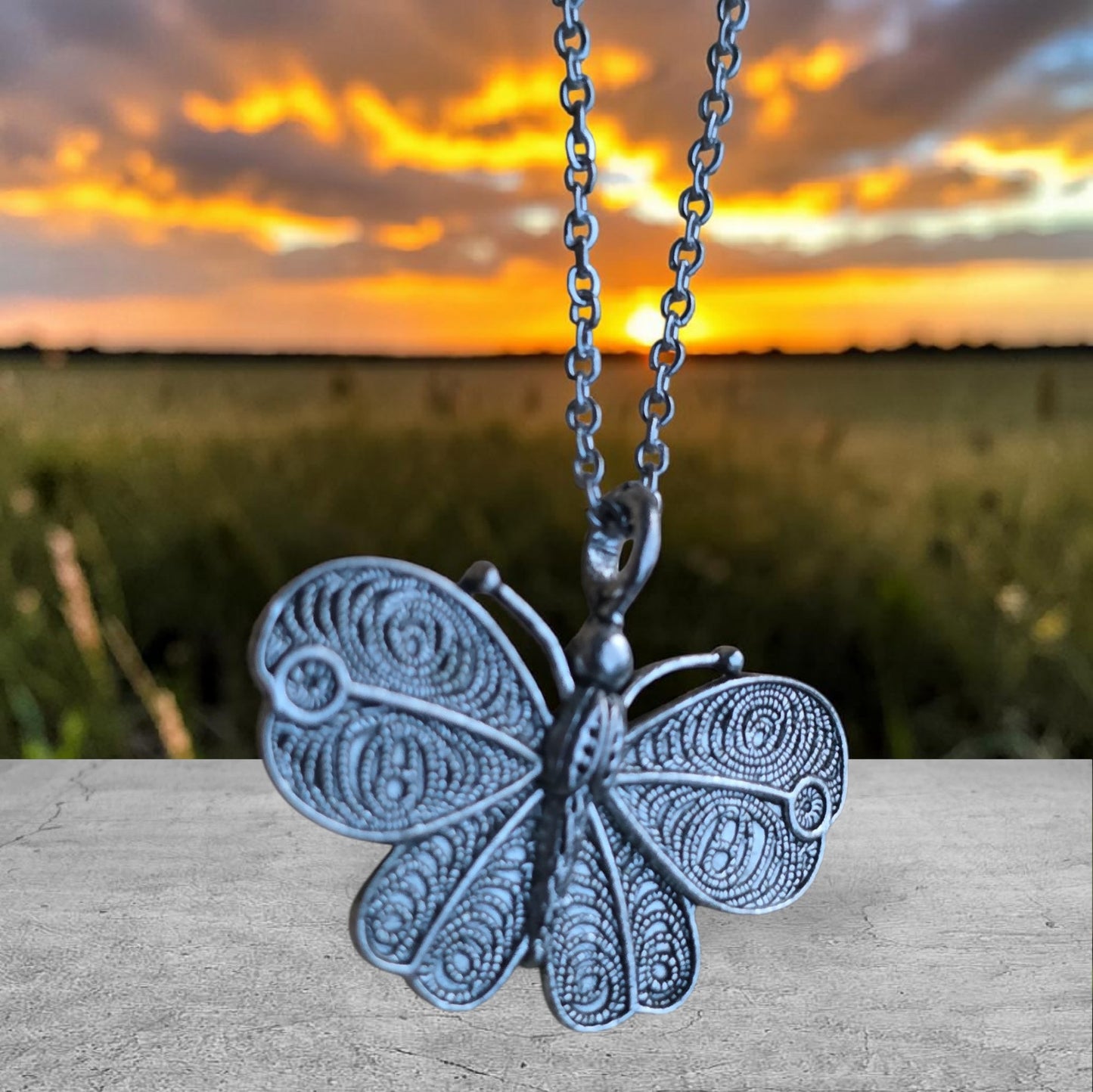Silver Butterfly Pendant Necklace