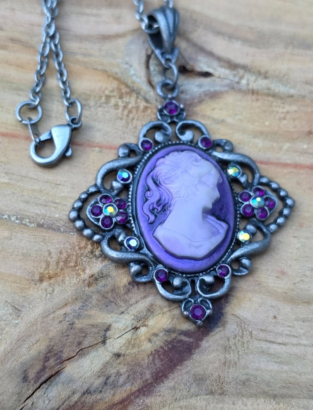 Purple Cameo Necklace