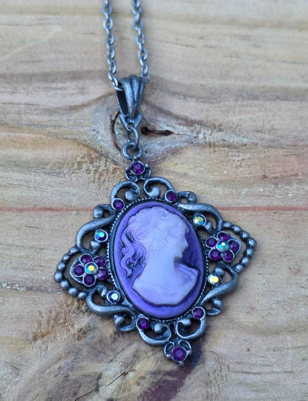 Purple Cameo Necklace