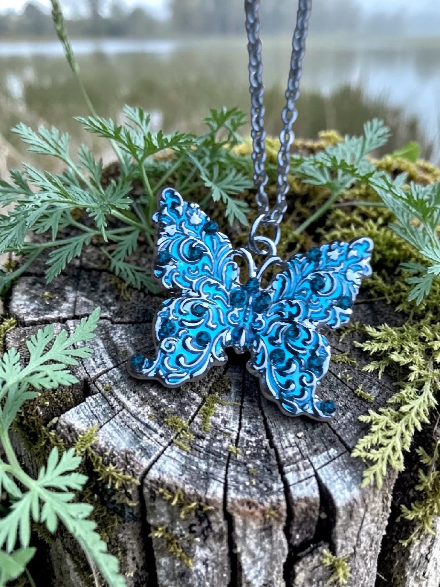 Blue Butterfly Necklace