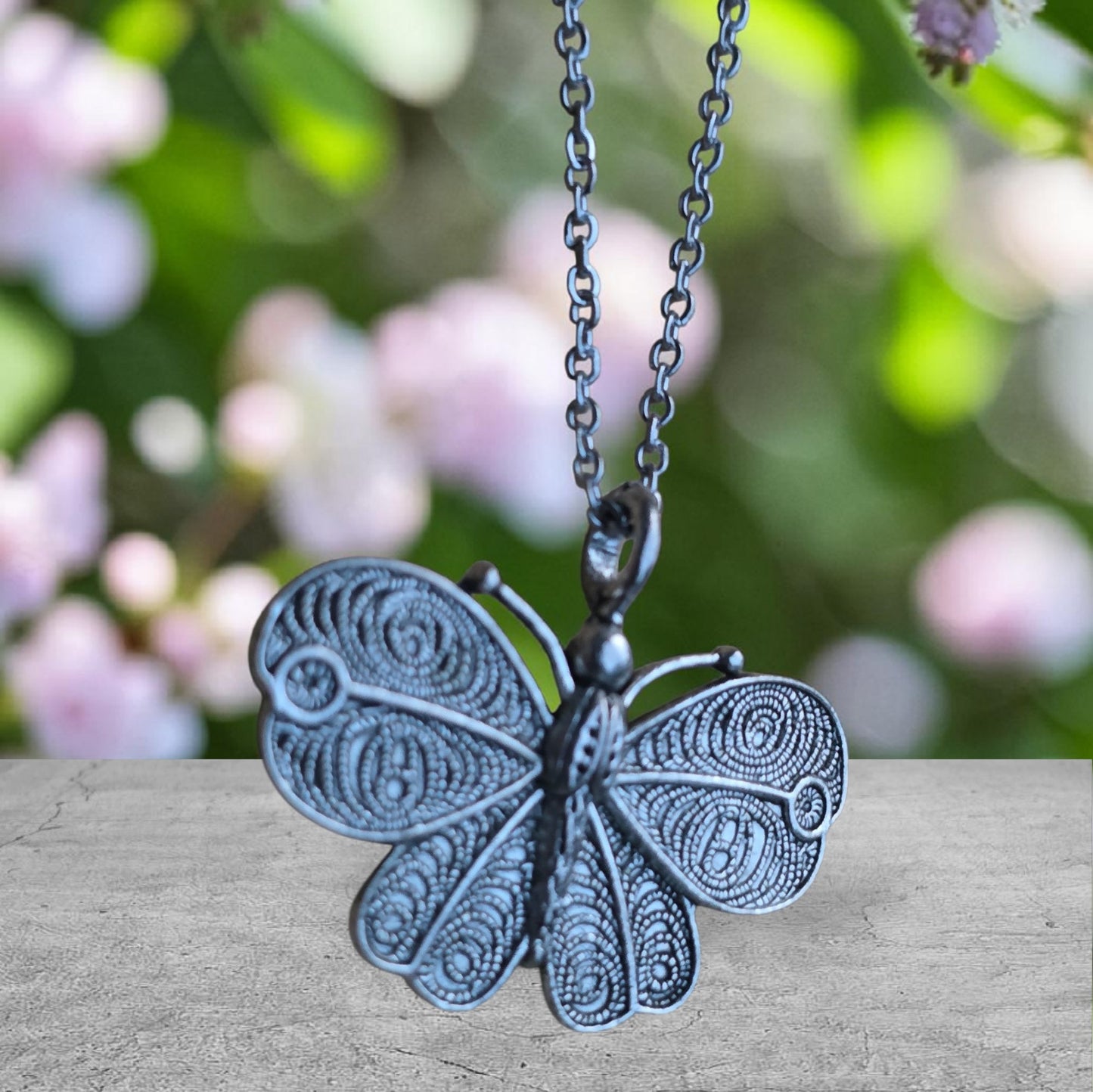 Silver Butterfly Pendant Necklace