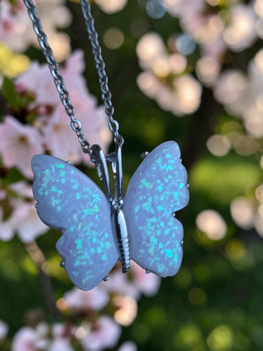 Glitter Faux Opal Necklace