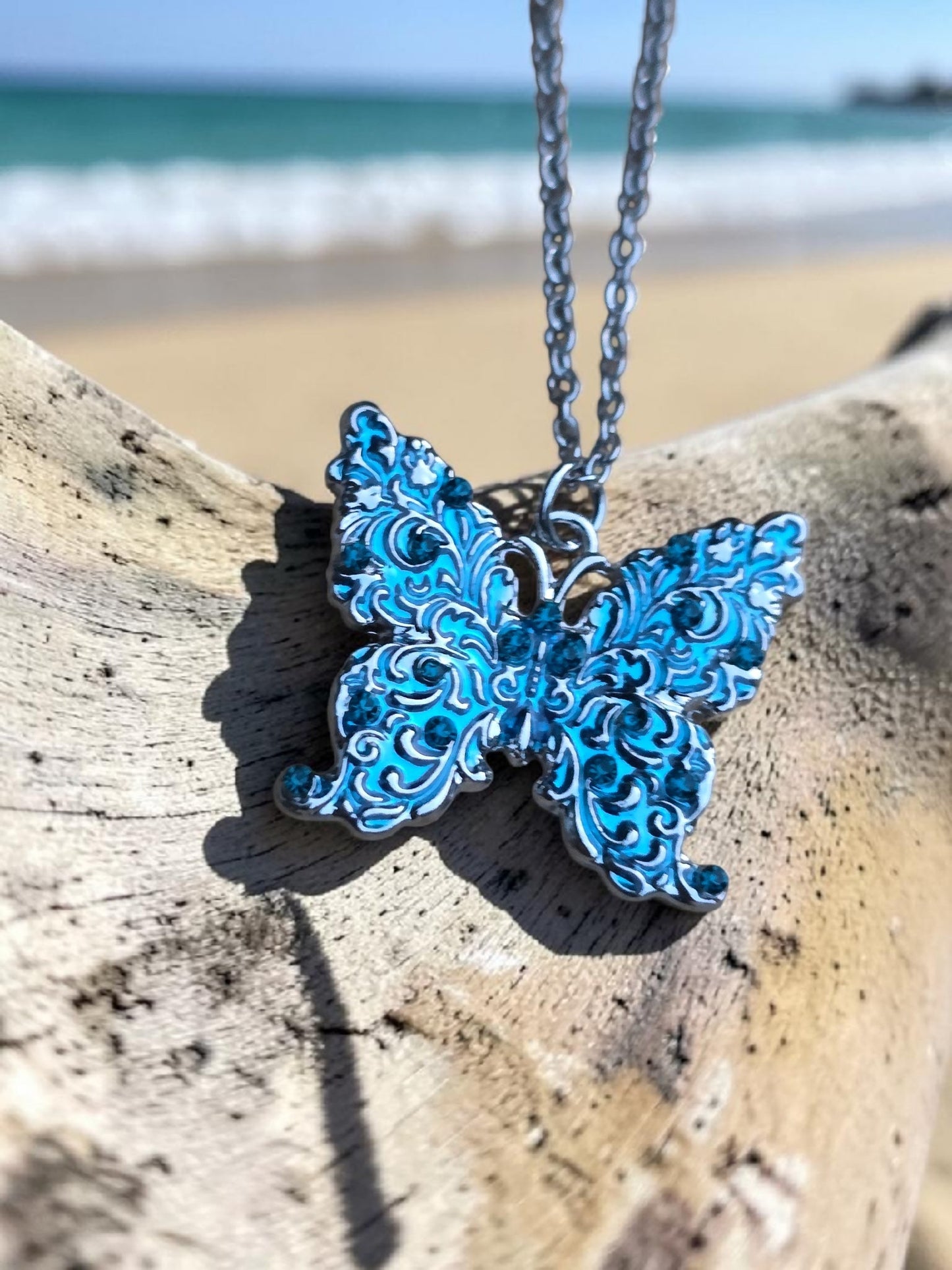 Blue Butterfly Necklace