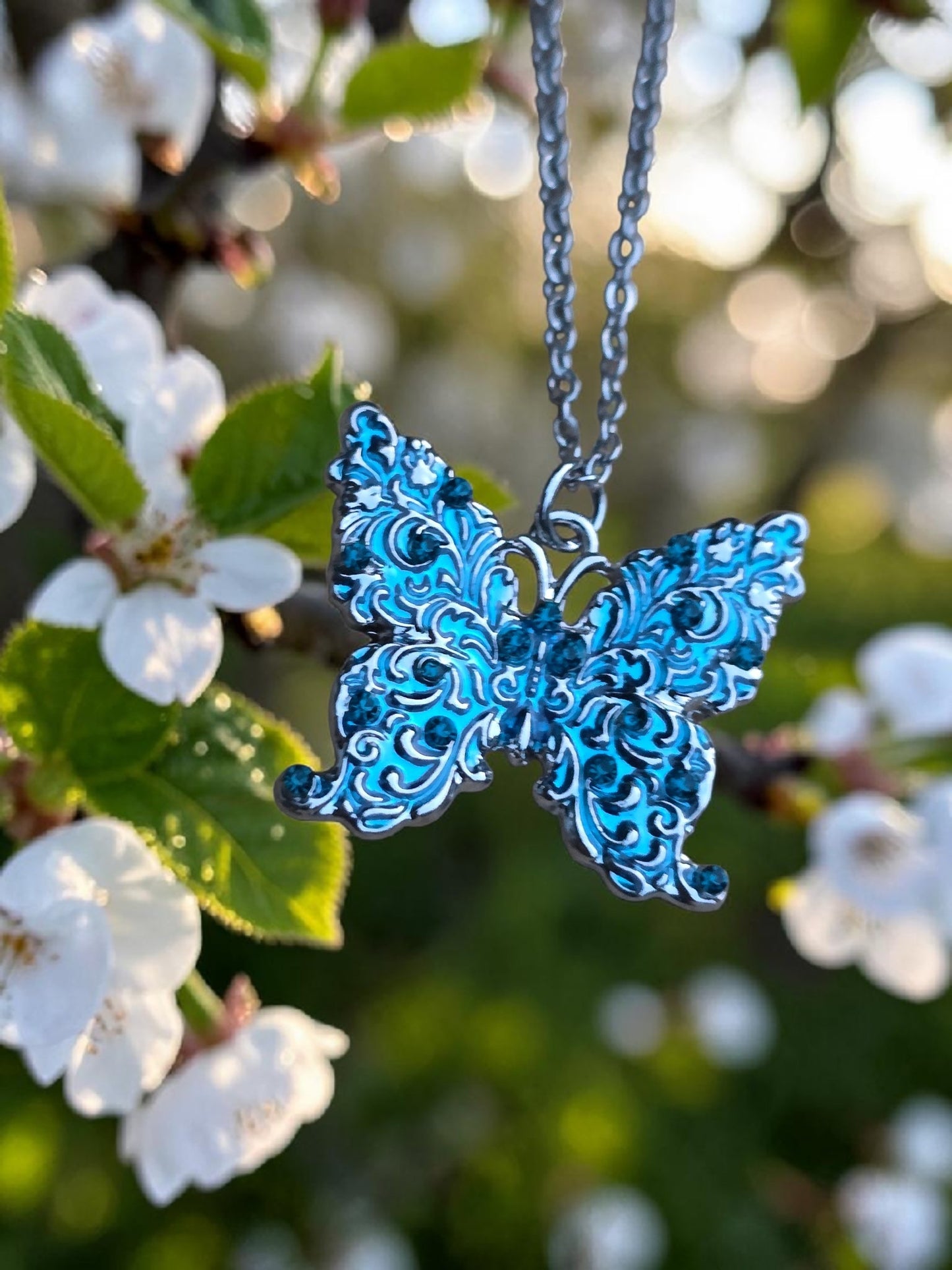Blue Butterfly Necklace