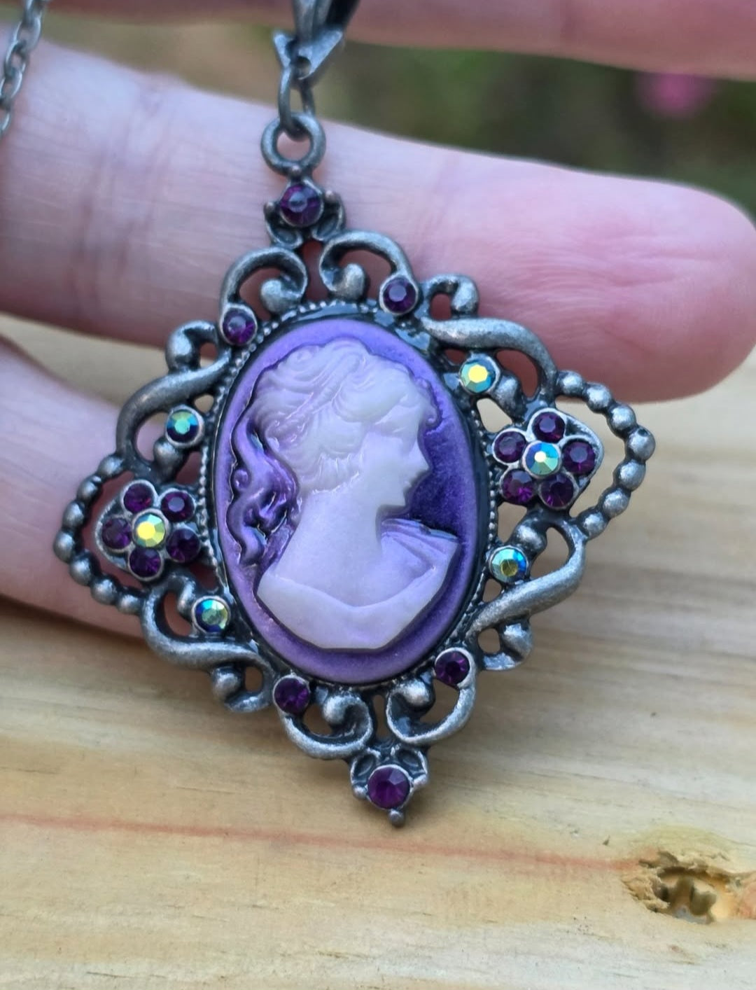 Purple Cameo Necklace