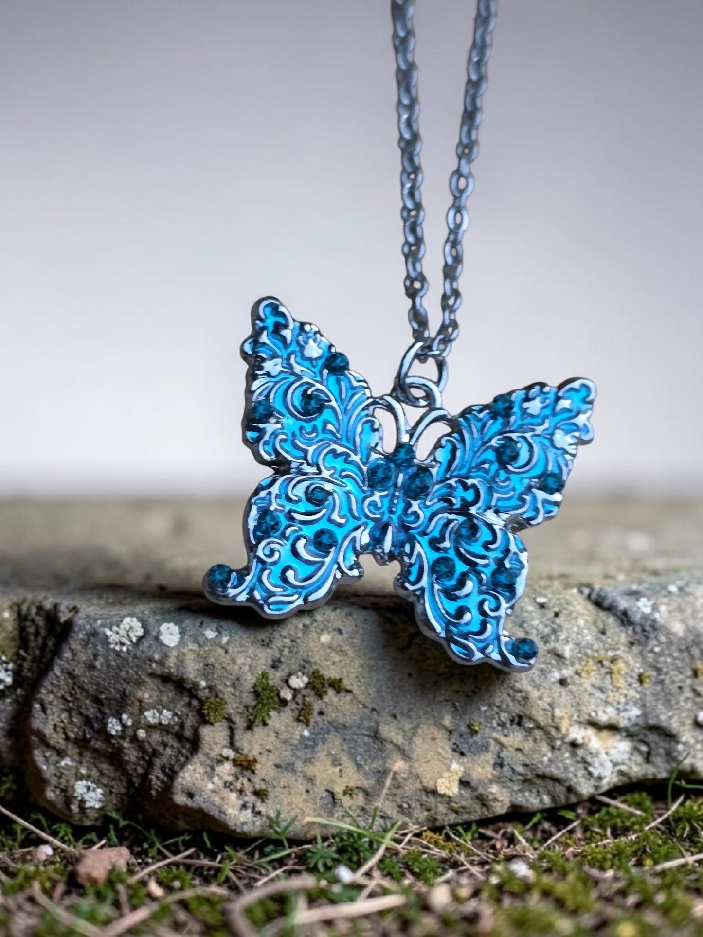 Blue Butterfly Necklace